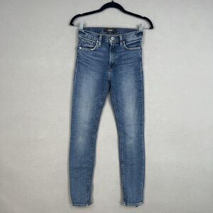 Hudson Jeans Womens 24 Blue Barbara Super Skinny Raw Frayed Hem Stretch Denim